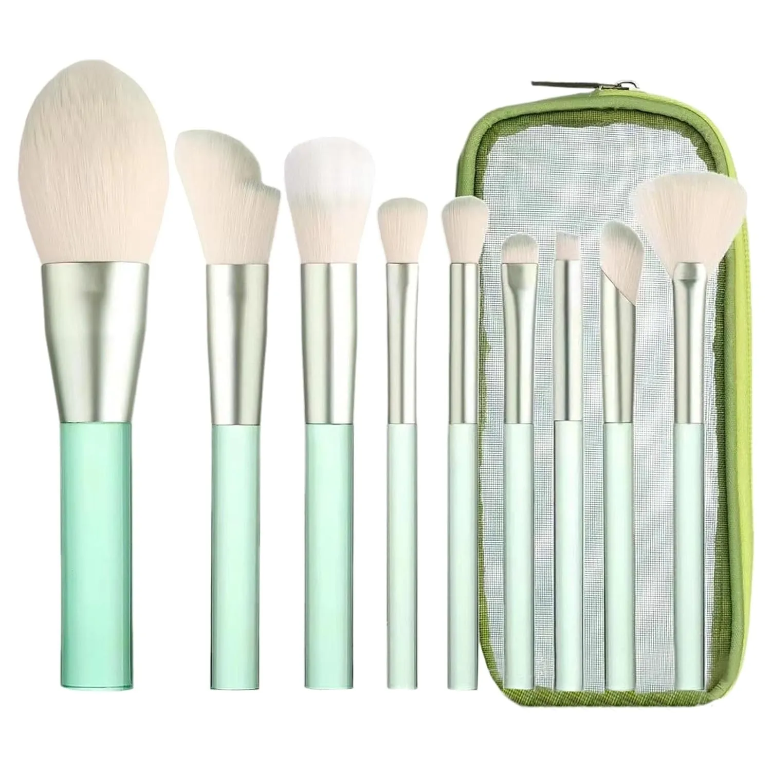 Makeup Brush Set with Organizer Bag, 9 Pcs Professional Synthetic Flat Foundation Brush,Powder Eyeshadow Concealer Eyeliner Blending Contour Brush Set,Gifts for Mom
