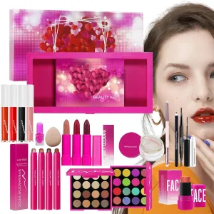 Makeup Set - Lipstick Palette, Eye Cosmetic Kit | Long-Lasting Foundation Blush Mascara for Daily Wear Office Events Travel Photography Weddings Parties Beginners Girls Women Gift essentlals