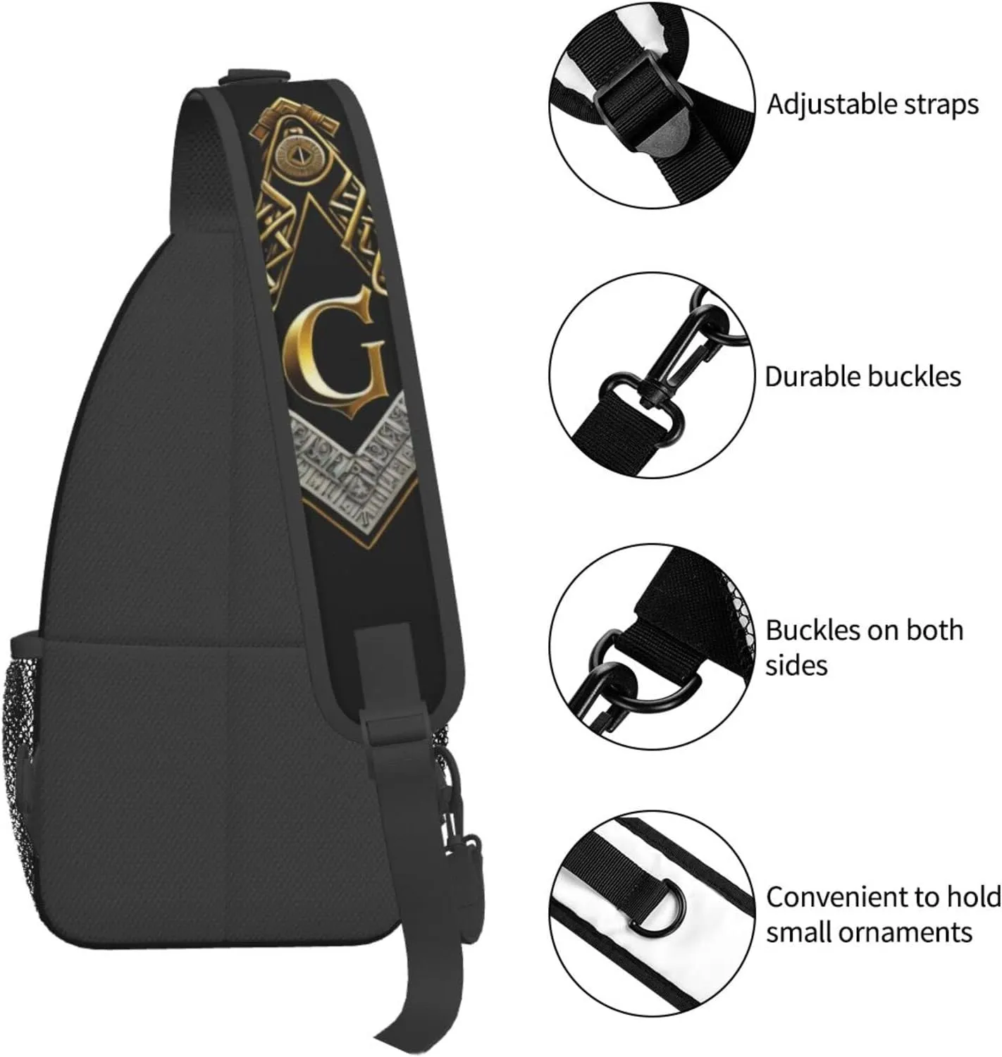 Master Mason Masonic Outdoor Cross-body Shoulder Bag, Unisex Backpack For Women Men Young Hiking Travel