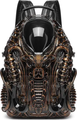 Men 3D Xenomorph Shaped Backpack Y2K Punk Cool Predalien Handbag Women PVC Unique Novelty Alien Purse