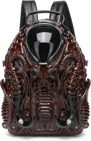 Men 3D Xenomorph Shaped Backpack Y2K Punk Cool Predalien Handbag Women PVC Unique Novelty Alien Purse
