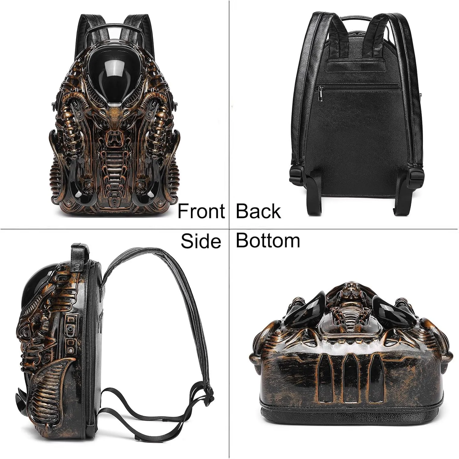 Men 3D Xenomorph Shaped Backpack Y2K Punk Cool Predalien Handbag Women PVC Unique Novelty Alien Purse
