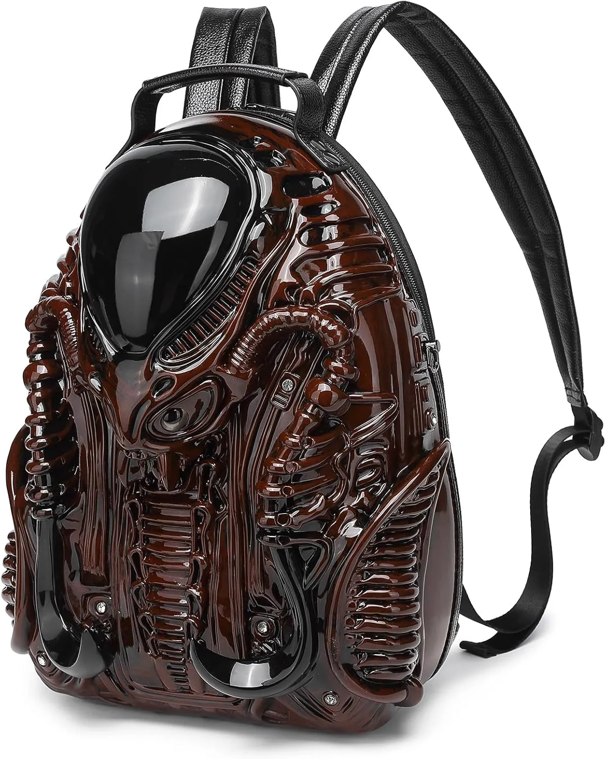 Men 3D Xenomorph Shaped Backpack Y2K Punk Cool Predalien Handbag Women PVC Unique Novelty Alien Purse