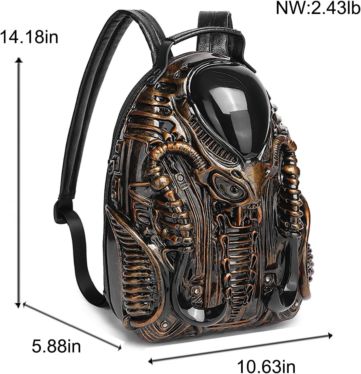 Men 3D Xenomorph Shaped Backpack Y2K Punk Cool Predalien Handbag Women PVC Unique Novelty Alien Purse