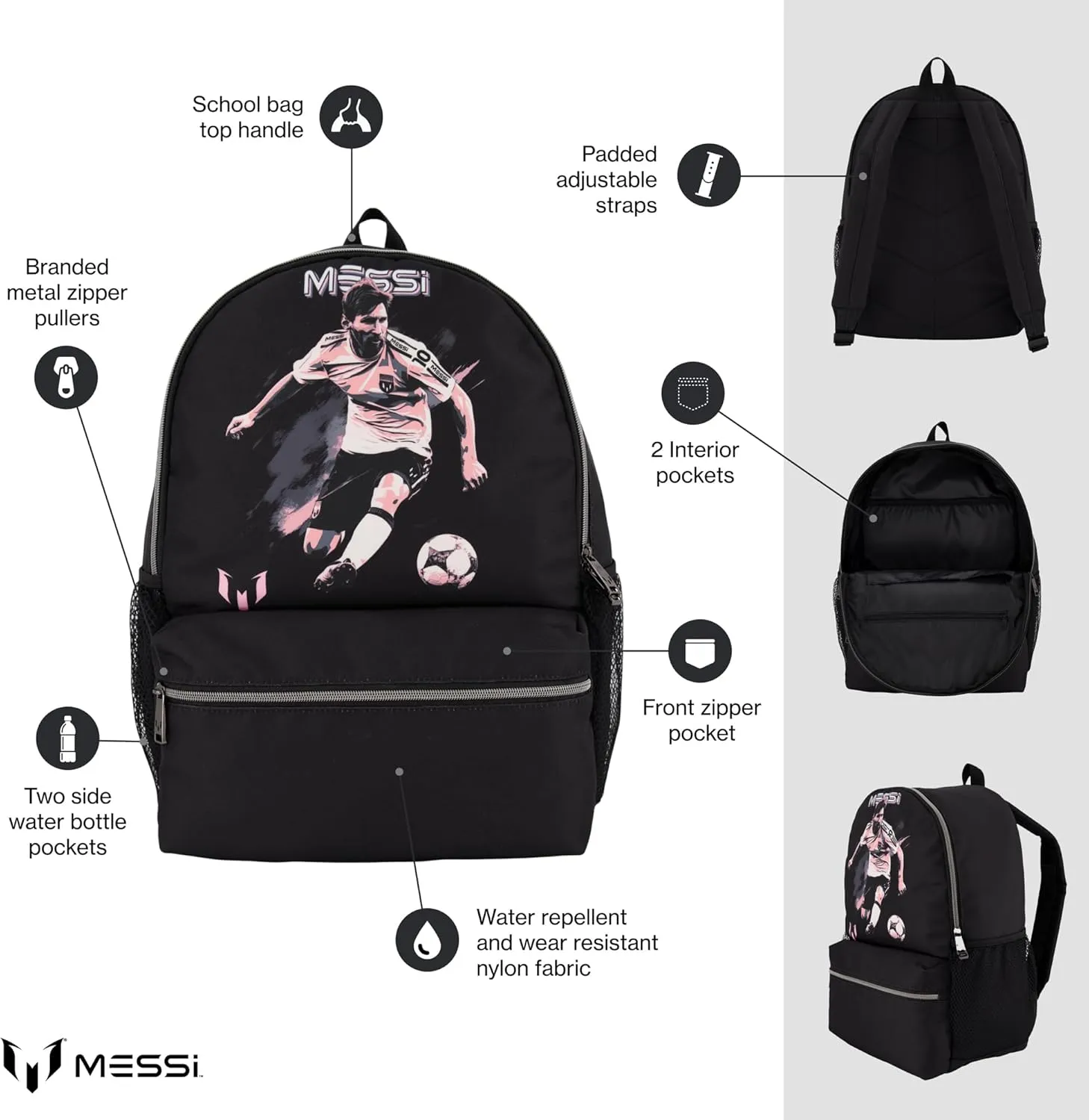 Men's Lifestyle Backpack, Bookbag with Pockets & Adjustable Straps, Black, One Size