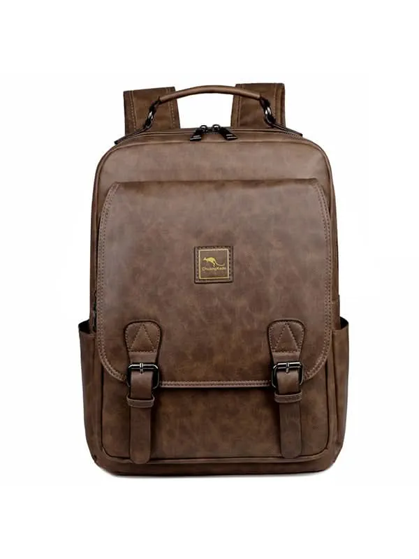 Men's Retro Style PU Leather Backpack – Travel School Bag