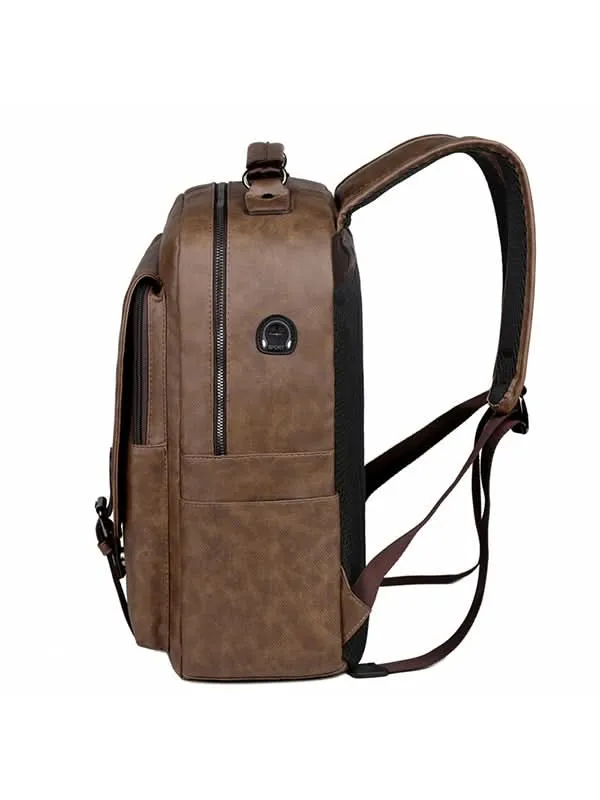Men's Retro Style PU Leather Backpack – Travel School Bag