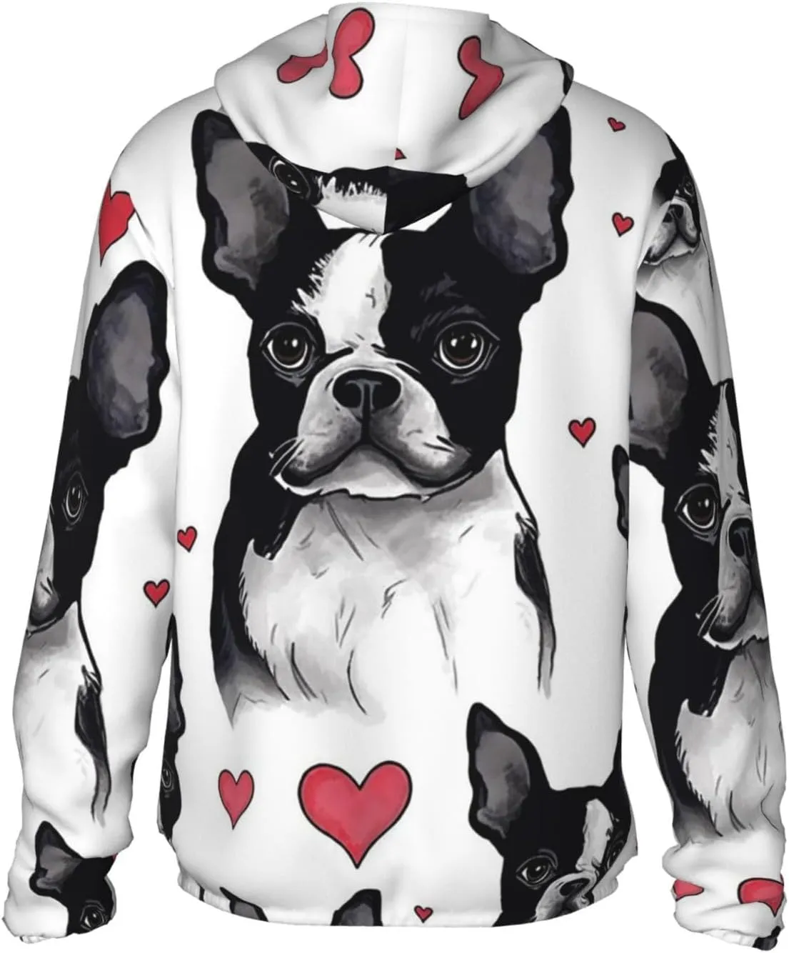 Men's UPF 50  Sun Protection Hoodie Boston Terrier Dog Long Sleeve Sun Shirts Full Zip Light Fishing Jacket