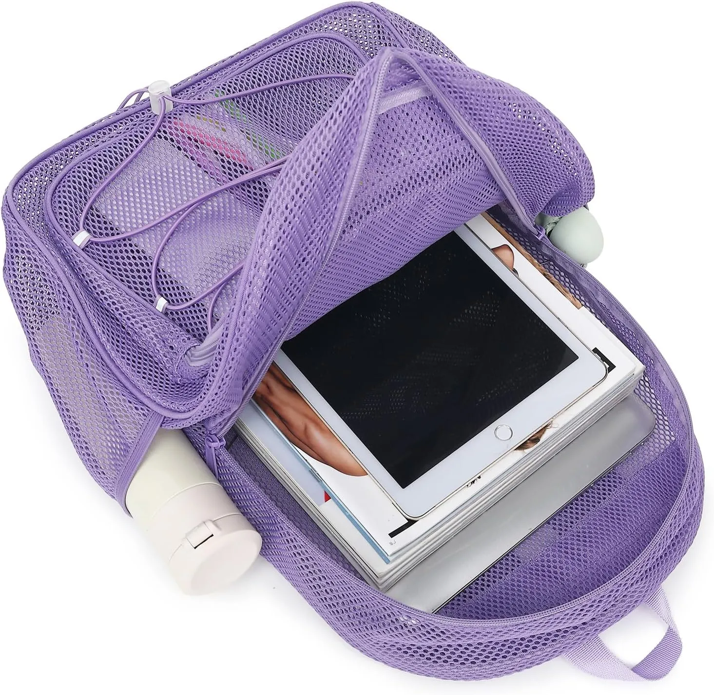 Mesh School Backpack for Girls Boys Women Men, Heavy Duty See Through College Bookbag School Bag (Lavender Purple)