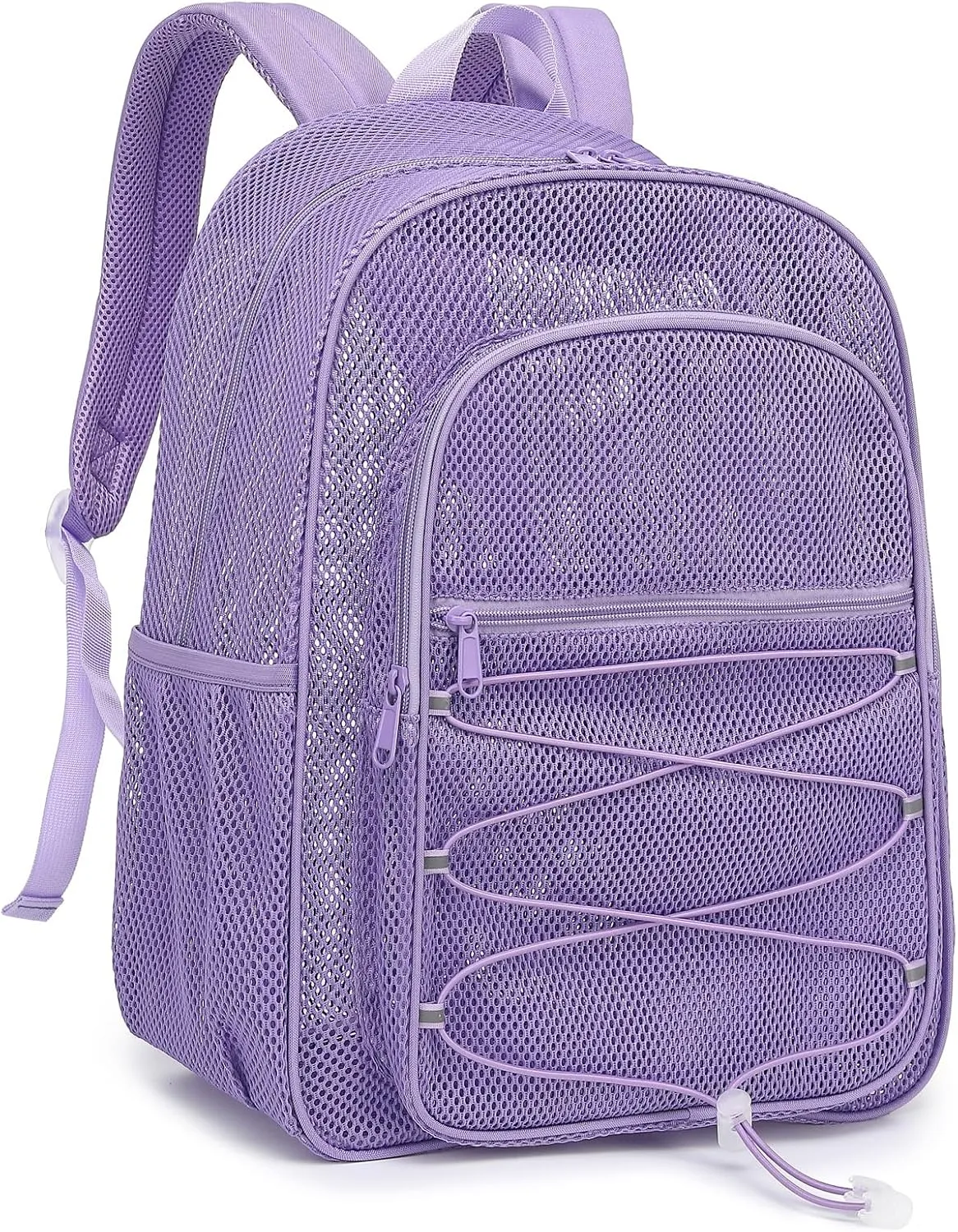 Mesh School Backpack for Girls Boys Women Men, Heavy Duty See Through College Bookbag School Bag (Lavender Purple)