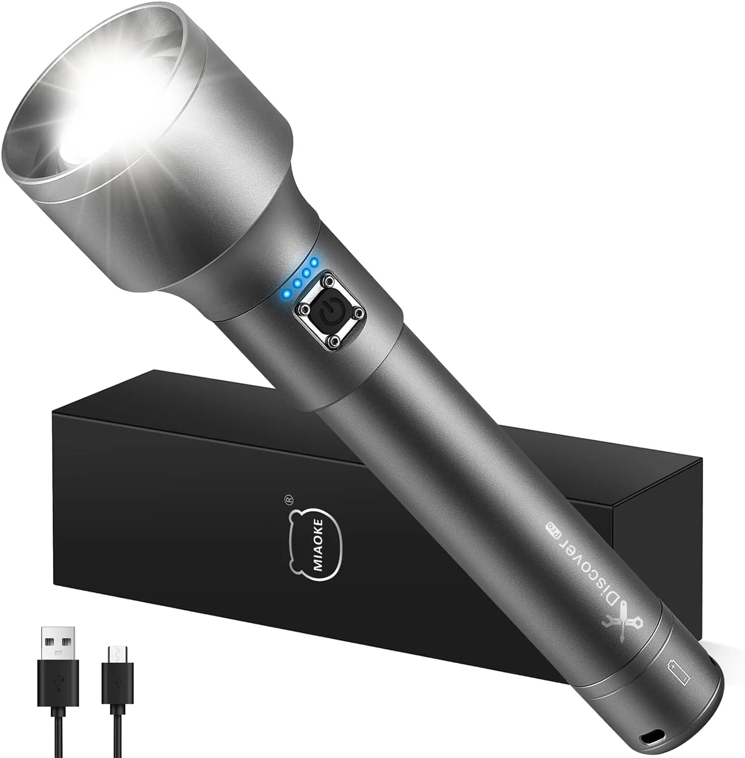 MIAOKE 250,000 Flashlights High Lumens, IPX7 & Zoomable XHP-90 Led Super Bright Rechargeable Flashlight with 3 Lighting Modes for Home, Hunting, Camping, Emergencies-Best Gift for Man-DiscoverPro