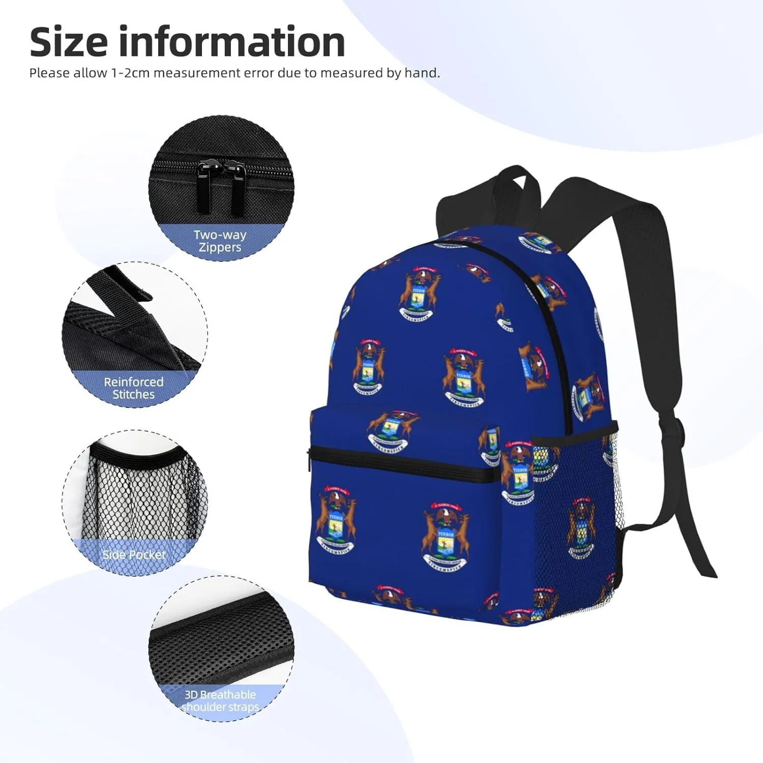 Michigan State Flag Men Women Office Laptop Backpack,Work Bag 15.7 Inch Business Travel Bags Large Capacity