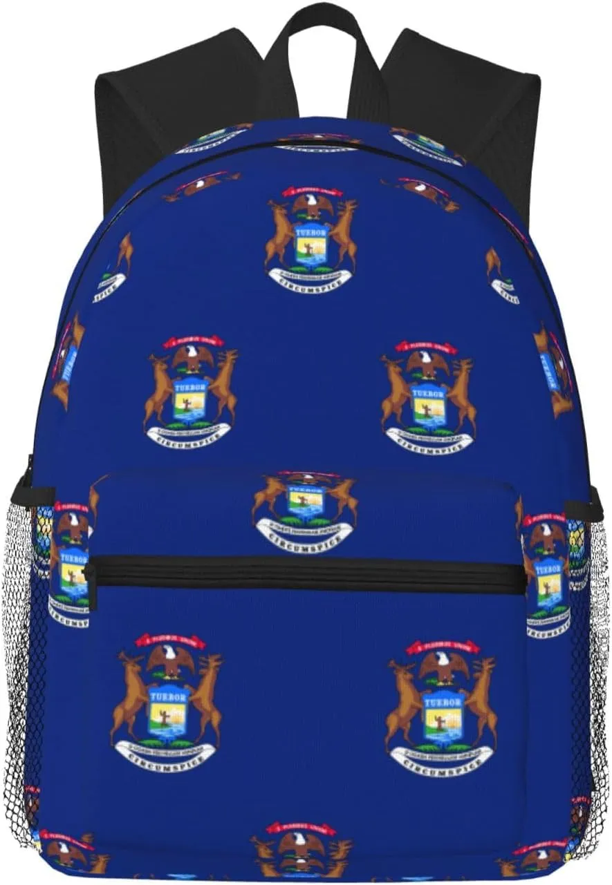 Michigan State Flag Men Women Office Laptop Backpack,Work Bag 15.7 Inch Business Travel Bags Large Capacity