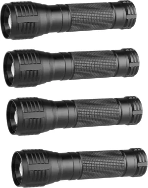 Military Grade Tactical 3 Mode 3000 Lumens Waterproof Zoomable LED Flashlight,4-Pack