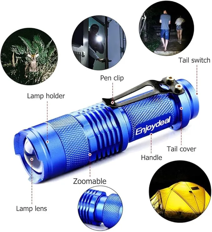 Mini LED Flashlights 5 Pack Pocket Pen Flashlight Ultra Bright 350 Lumens Waterproof Zoomable Flashlight with 3 Mode for Kids Camping Cycling Hiking Emergency Torch Light