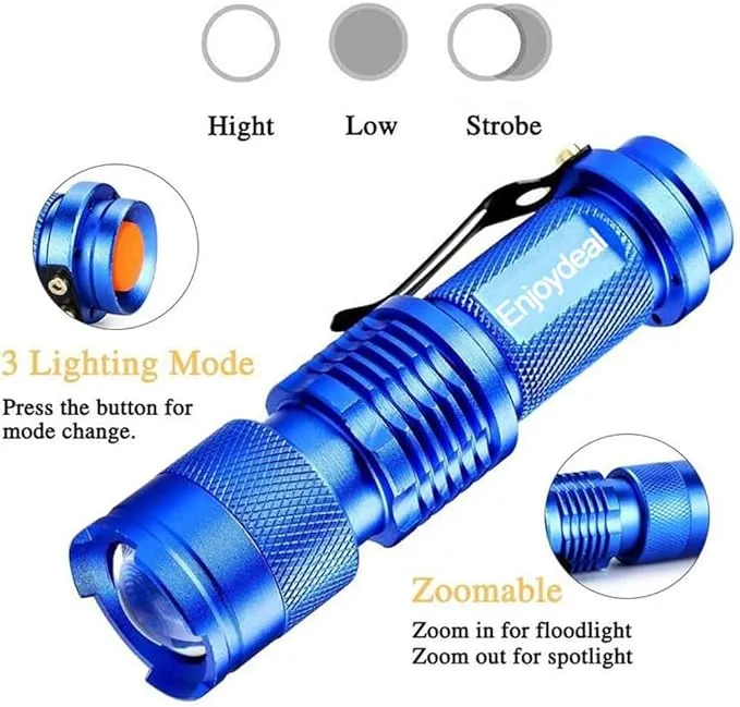 Mini LED Flashlights 5 Pack Pocket Pen Flashlight Ultra Bright 350 Lumens Waterproof Zoomable Flashlight with 3 Mode for Kids Camping Cycling Hiking Emergency Torch Light