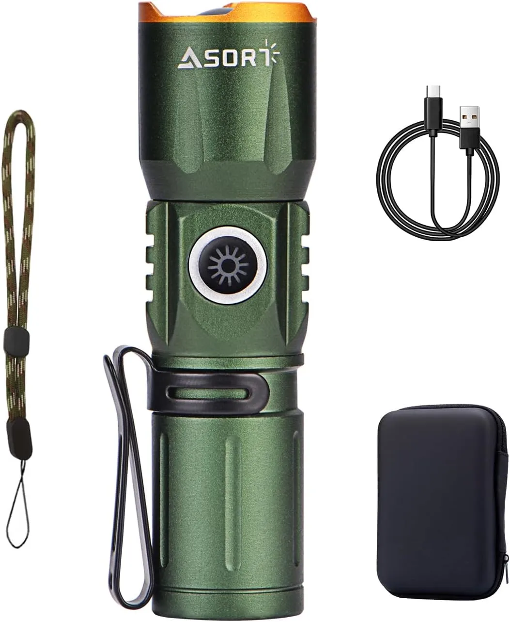 Mini Rechargeable LED Super Bright Flashlight,IP67 Waterproof Zoomable 2000 Lumens Tactical Flashlight with Magnets,4 Adjustable Light Source Modes for Camping,Hiking,Outdoor,Emergencies(Green)