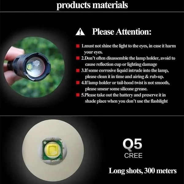 Mini UltraFire CREE Q5 Zoomable LED Flashlight