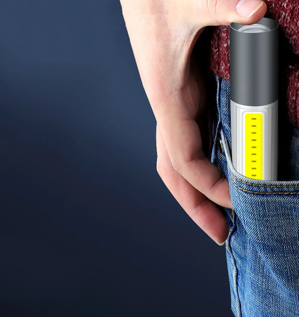 Minimalist and stylish Rechargeable Flashlight - 3 Modes Zoomable