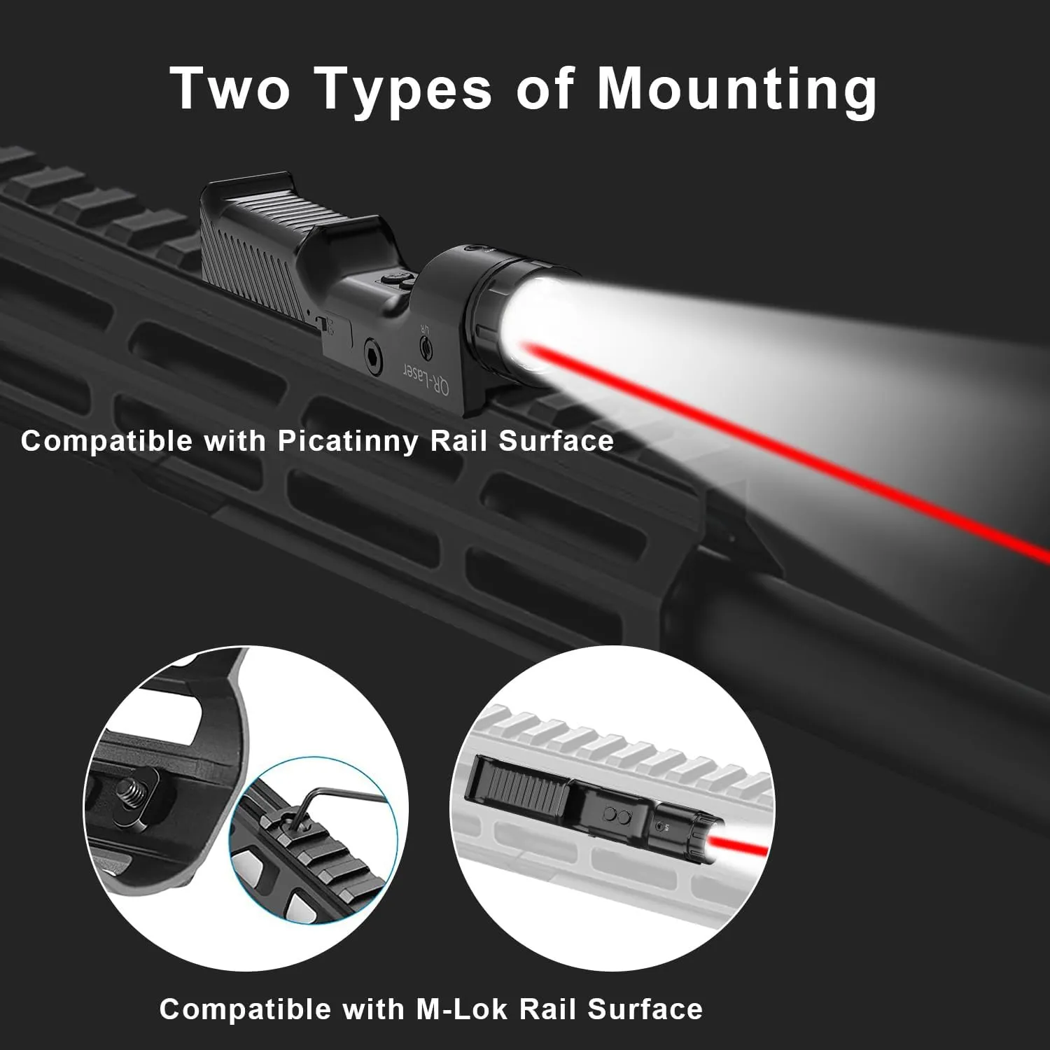 MLOK Red/Green/Blue Laser Sight with 1000 Lumens Flashlight