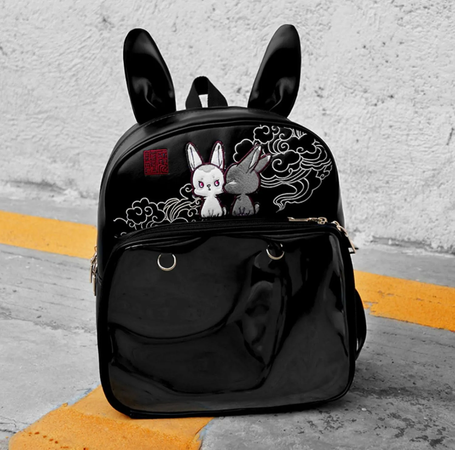 Mo Dao Zu Shi The Founder of Diabolism Wei Wuxian Lan Wangji Rabbit Backpack Shoulder Bag Backbags (Black,35cm)