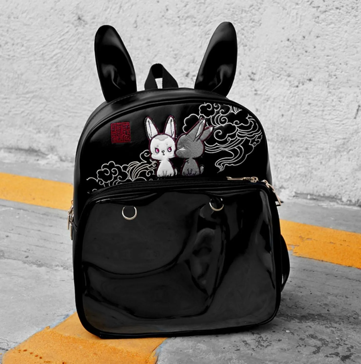 Mo Dao Zu Shi The Founder of Diabolism Wei Wuxian Lan Wangji Rabbit Backpack Shoulder Bag Backbags (Black,35cm)