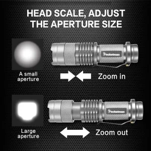 MODOAO 6 Pack LED Mini Flashlights 7W 300LM SK-68 3 Modes Adjustable Focus Zoomable Q5 LED Tactical Flashlight for Camping Hiking Emergency (Six Color Pack)