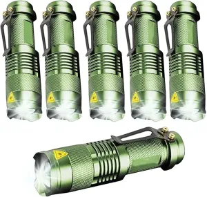 MODOAO 6 Pack Super Bright LED Flashlights Pocket Handheld Flashlights Zoomable LED Torch Penlight with Pen Clip for Fishing Hiking Camping Emergency
