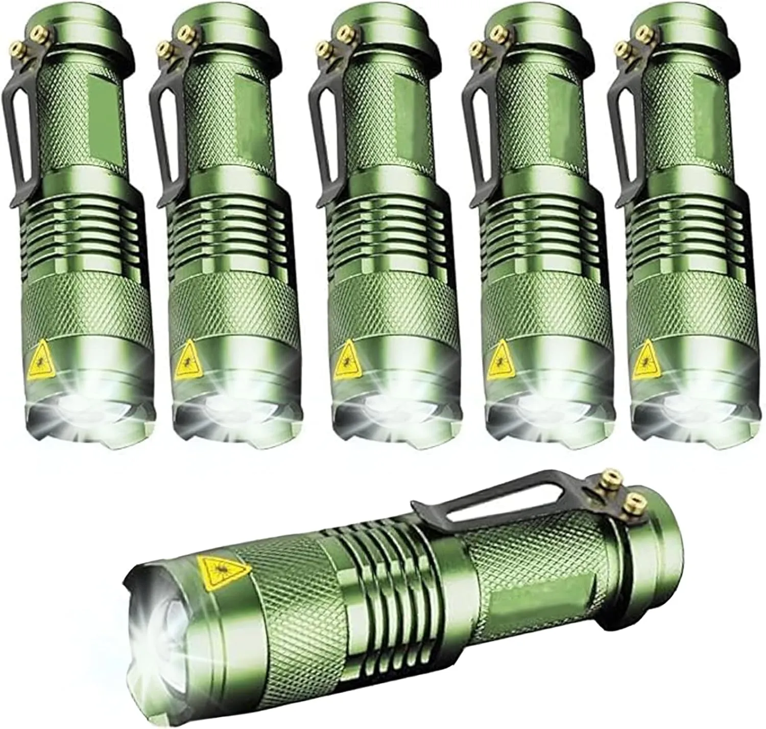 MODOAO 6 Pack Super Bright LED Flashlights Pocket Handheld Flashlights Zoomable LED Torch Penlight with Pen Clip for Fishing Hiking Camping Emergency