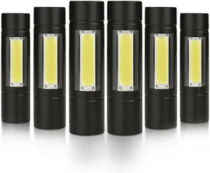 MODOAO COB LED Flashlights,Ultra Bright 4 Modes Zoomable Mini Handheld Torch,Waterproof Pocket Lights Adjustable Focus Handheld Flashlight (6 Pack)