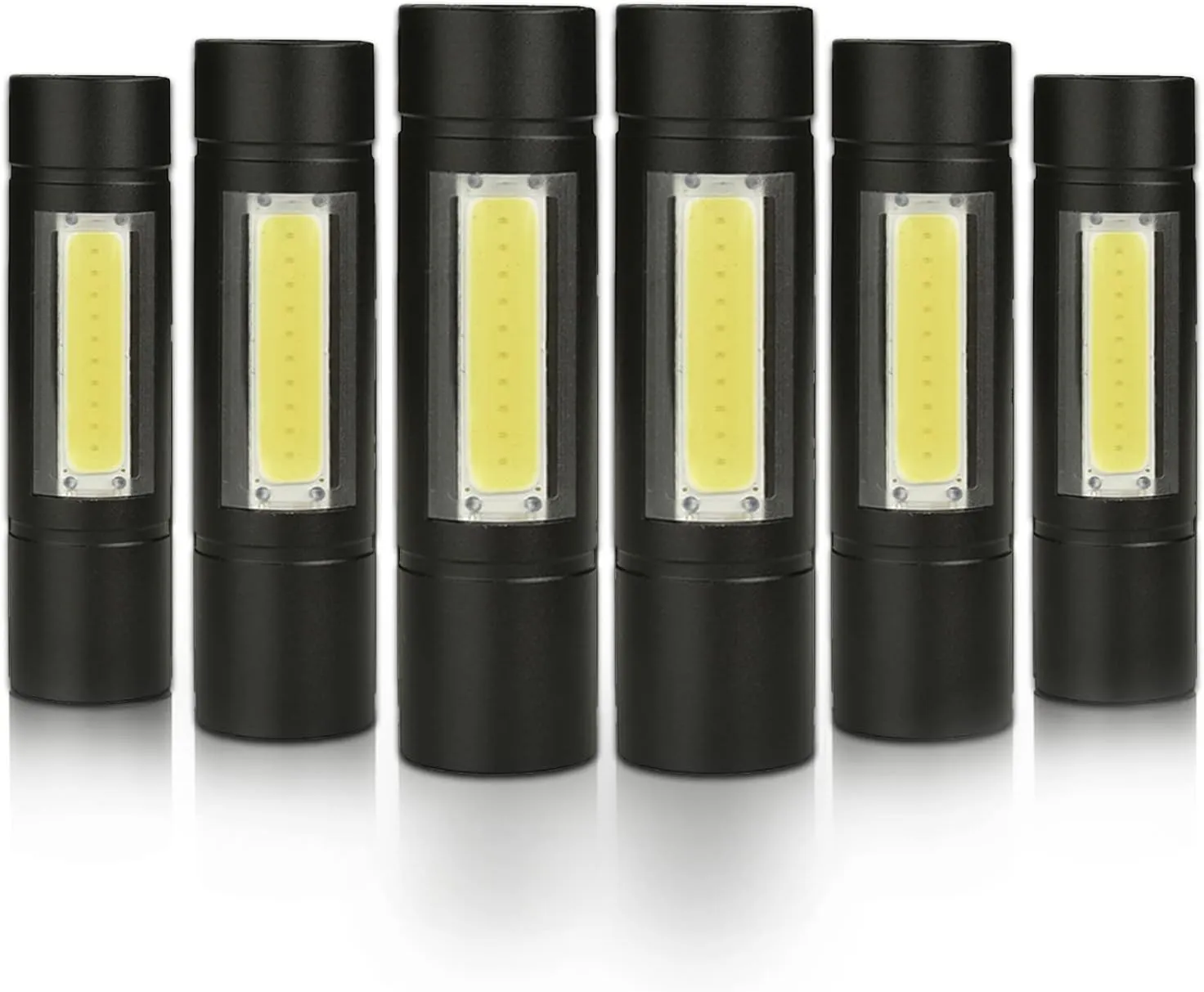 MODOAO COB LED Flashlights,Ultra Bright 4 Modes Zoomable Mini Handheld Torch,Waterproof Pocket Lights Adjustable Focus Handheld Flashlight (6 Pack)
