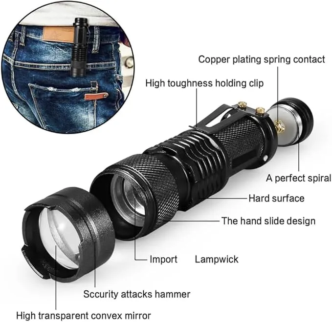 MODOAO Red Light Flashlight, 3 Modes Red Led Flashlight, Focus Zoomable,Use in Night Observation and Outdoor Activities for Camping, Hiking, Night Vision (5)