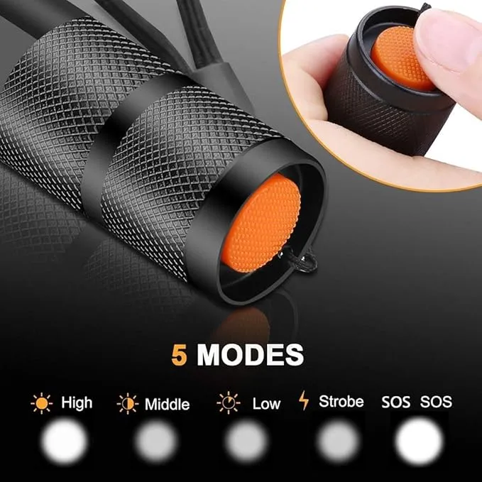 MODOAO Tactical Flashlights High Lumens Zoomable Bright LED Flashlight 5 Modes for Outdoor Camping,Emergency,Hiking with Handheld Flashlights (2 Pack)