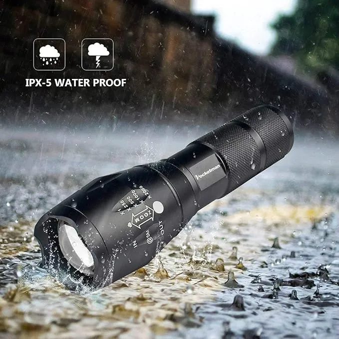 MODOAO Tactical Flashlights High Lumens Zoomable Bright LED Flashlight 5 Modes for Outdoor Camping,Emergency,Hiking with Handheld Flashlights (2 Pack)