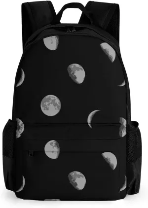 Moon Phase Unisex Backpack Casual Daypacks 16.1" * 12.6" * 6.7" Shoulders Bag for Camping Hiking Travel Gear