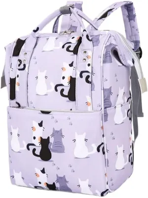 Mother And Baby Mommy Bag Oxford Cloth Waterproof Cloth Printed Mother's Diaper Ready To Give Birth Bag With Large Capacity(Taro Purple)