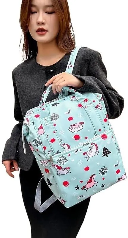 Mother And Baby Mommy Bag Oxford Cloth Waterproof Cloth Printed Mother's Diaper Ready To Give Birth Bag With Large Capacity(Taro Purple)
