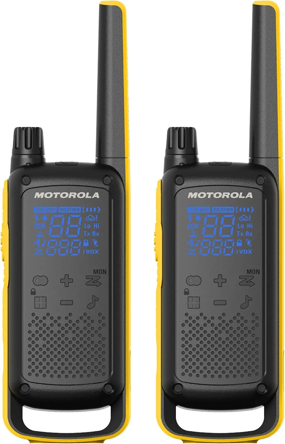 Motorola Solutions, Portable FRS, T475, Talkabout, Two-Way Radios, Emergency Preparedness, Rechargeable, 22 Channel, 35 Mile, Black W/Yellow, 2 Pack
