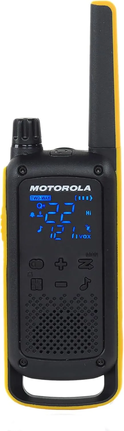 Motorola Solutions, Portable FRS, T475, Talkabout, Two-Way Radios, Emergency Preparedness, Rechargeable, 22 Channel, 35 Mile, Black W/Yellow, 2 Pack