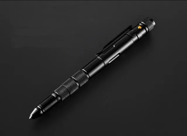 Multi-Function Military Defense Tactical Pen Emergency Flashlight Strobe Bottle Opener Glass Breaker Waterproof Storage Case