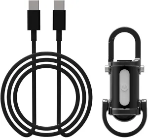 Multifunctional Keychain Mini Flashlight, Waterproof Rechargeable Keychain Light (Black, with C to C)