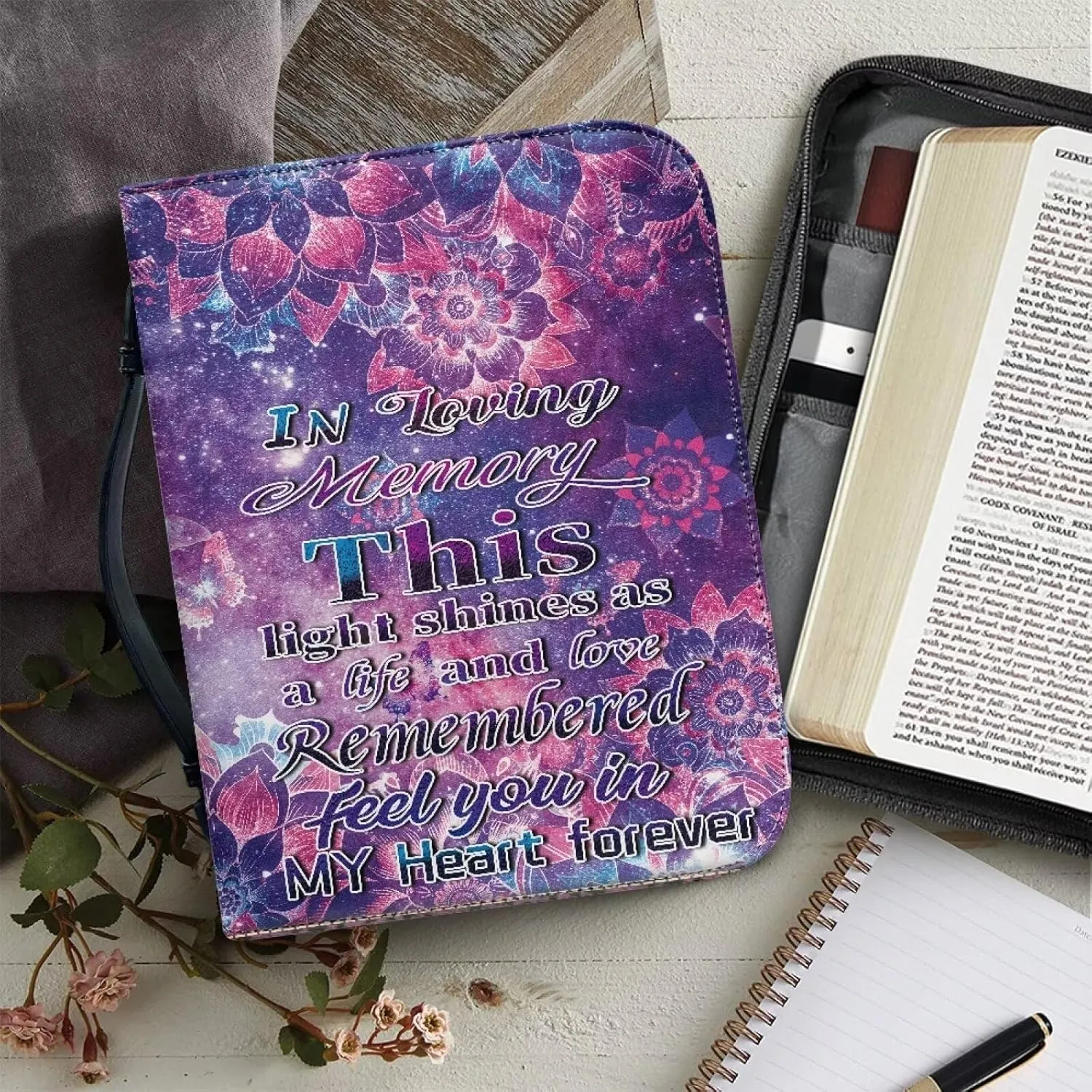 Mumeson Bible Covers for Women Leather Bible Carrying Case Organizer Bag Standard Size Large Capacity Bible Holder