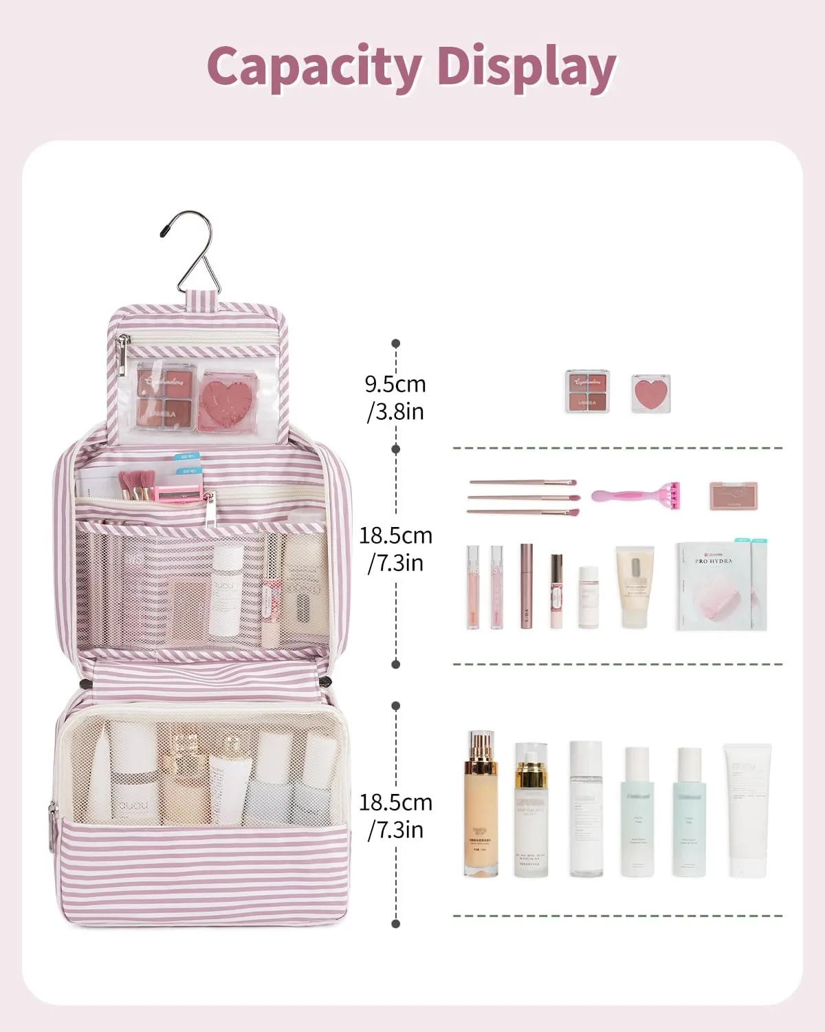 Narwey Hanging Travel Toiletry Bag Cosmetic Make up Organizer for Women and Girls Waterproof