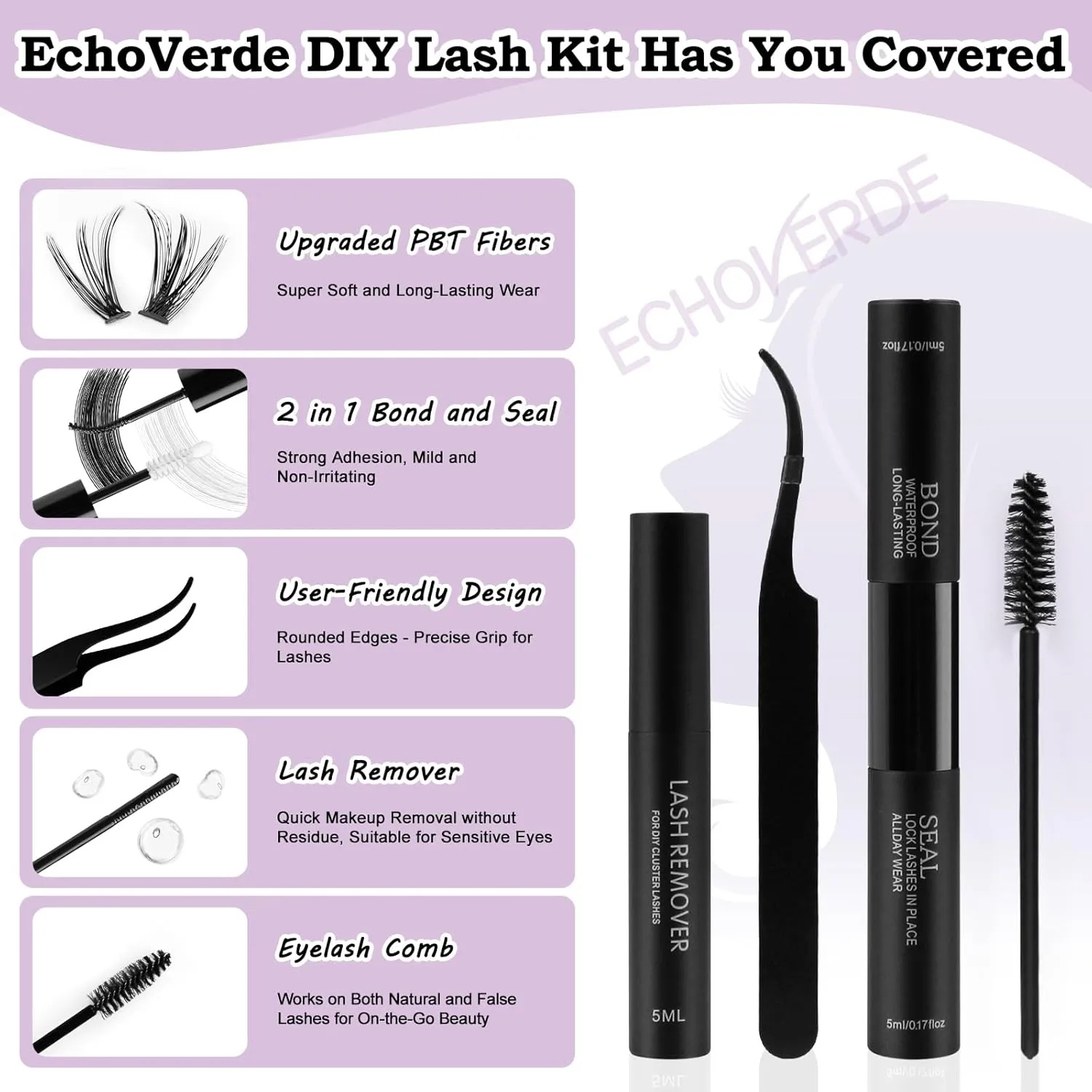 Natural Eyelash Kit 30d 40d DIY Lash Extension Kit Beginners 9-15mm Invisible Band Lash Clusters with Lash Bond and Seal Waterproof Tweezers Comb and Lash Remover (0.07D,D Curl,144pcs, Kit)