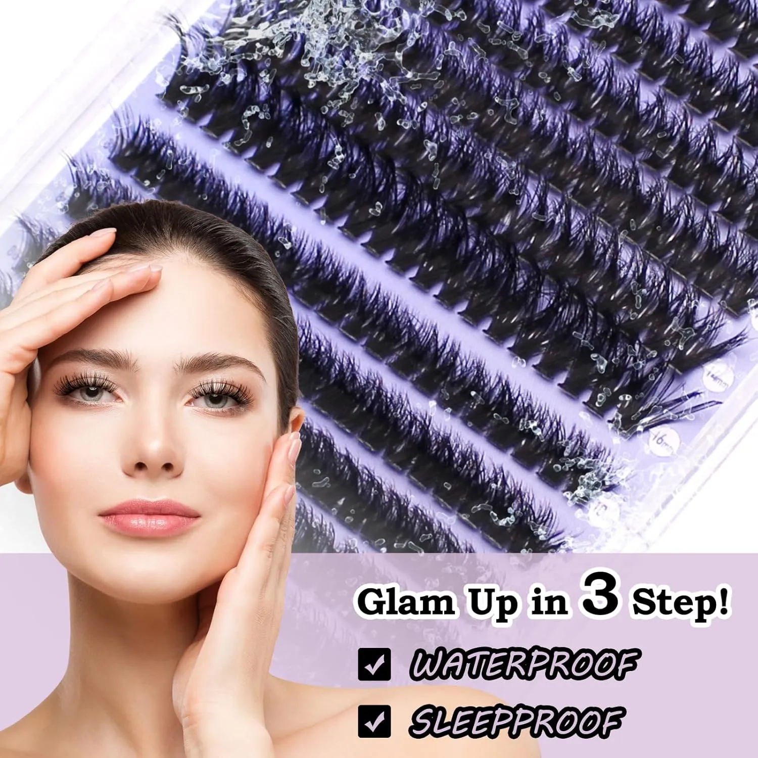 Natural Eyelash Kit 30d 40d DIY Lash Extension Kit Beginners 9-15mm Invisible Band Lash Clusters with Lash Bond and Seal Waterproof Tweezers Comb and Lash Remover (0.07D,D Curl,144pcs, Kit)