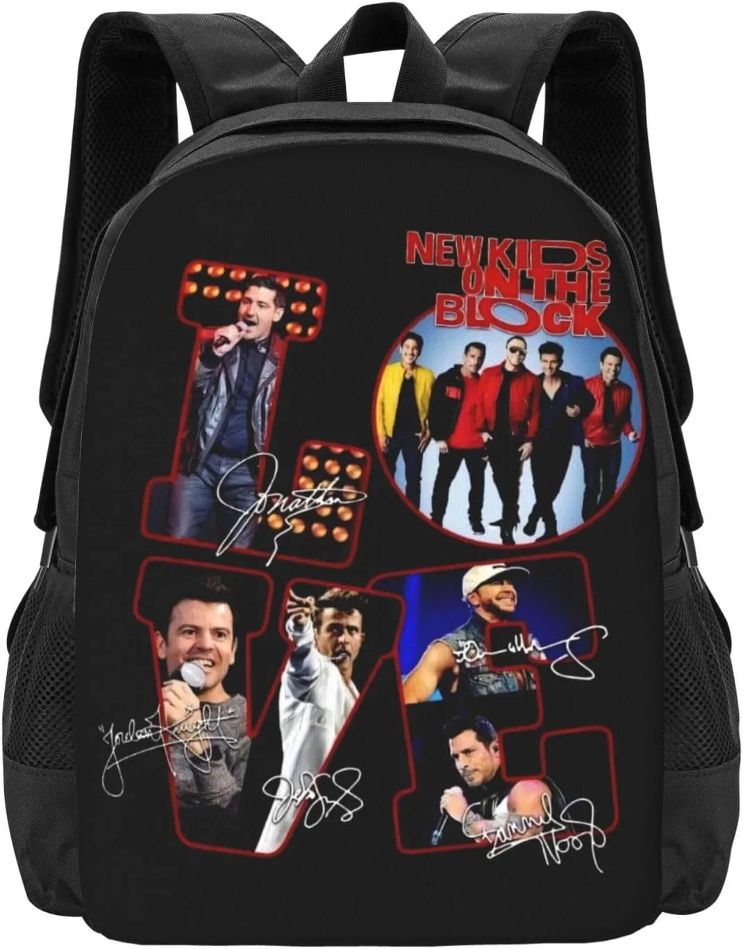 New Kids Musics On The Block Backpack Large Capacity Leisure Travel Backpack Book Bag Outgoing Daypack 12.5x5.5x16.5 inch
