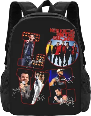 New Kids Musics On The Block Backpack Large Capacity Leisure Travel Backpack Book Bag Outgoing Daypack 12.5x5.5x16.5 inch