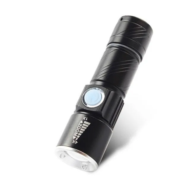 New USB Rechargable Flashlights 18650 Battery LED Flash Light Aluminum Waterproof Zoomable LED Torch Lighting Lamp Gold Black