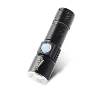 New USB Rechargable Flashlights 18650 Battery LED Flash Light Aluminum Waterproof Zoomable LED Torch Lighting Lamp Gold Black