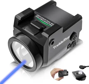 Nino Mini 700 Lumens Pistol Flashlight Compact Rail Mount Weaponlight with Blue Beam Combo,Strobe&Memory Function, Magnetic USB Rechargeable Tactical Flashlight Fits Full Size&Compact Guns